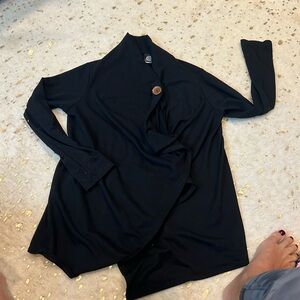 Nordstrom Bobeau fleece wrapbutton detail cardigan.  Size L black